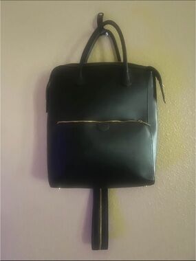 Target Black Leather-Style Tote Backpack with Gold Hardware